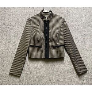 Isaac Mizrahi  Size Small Gray Striped Cropped Blazer Jacket